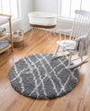 Cozy Haven Shag Collection Area Rug - Serenity (Pebble Gray) Round Pebble Gray  lifestyle 65
