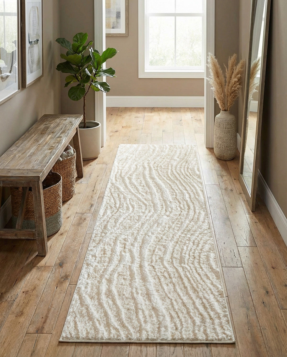 Sienna Collection Area Rug -  Garda Runner Ivory  lifestyle 143