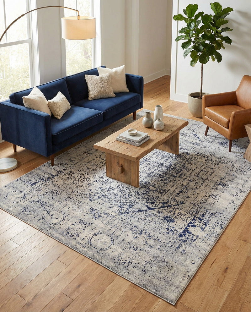 Coastal Manor Collection Area Rug -  Wavecrest Rectangle Gray  lifestyle 23