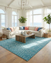 Marrakesh Lattice Collection Area Rug - Casablanca (Teal blue) Rectangle Teal blue  lifestyle 4
