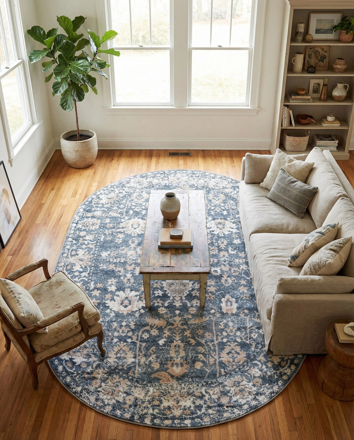Cascade Range Collection Area Rug -  Shasta (Blue) Oval Blue  lifestyle 83