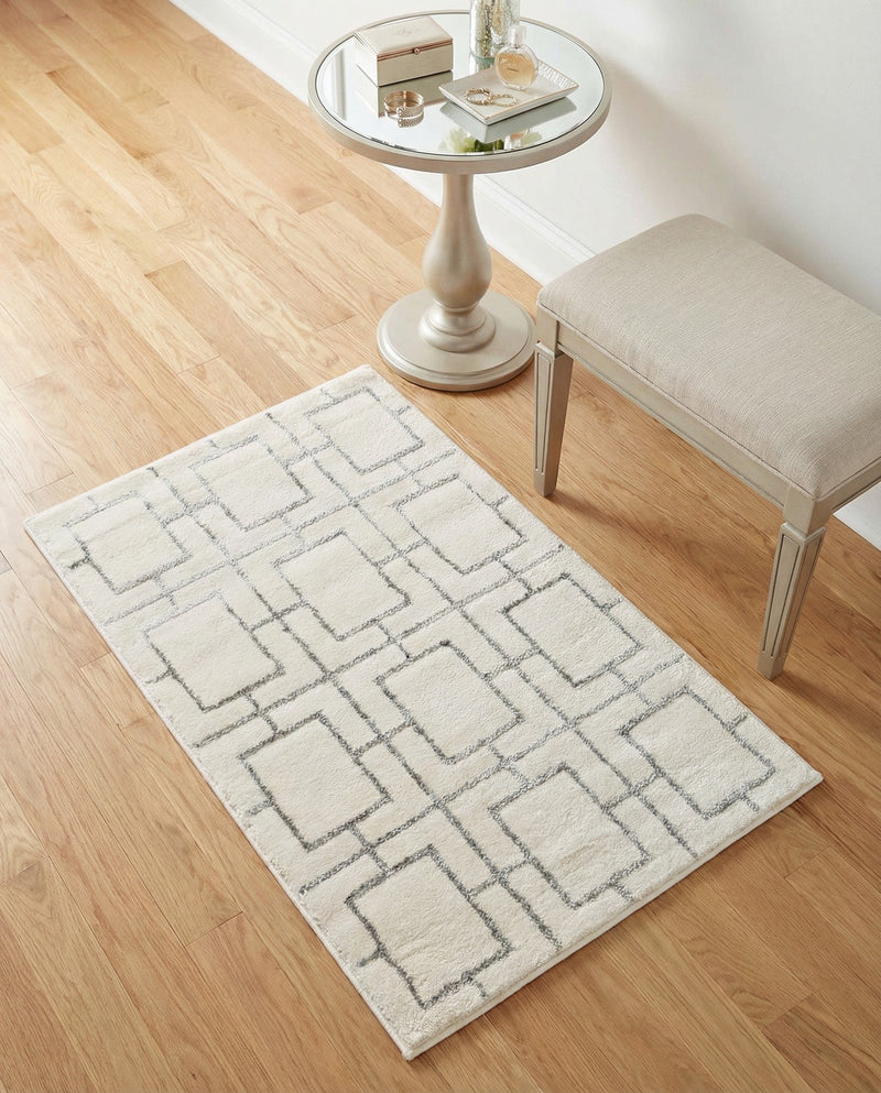 Hollywood Luxe Collection Area Rug -  Beverly (White Silver) Rectangle White Silver  lifestyle 11