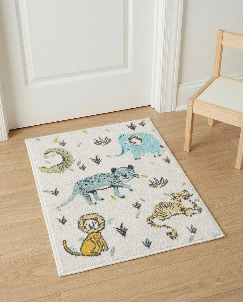 Wonder Tykes Collection Area Rug -  Spatter Rectangle Ivory  lifestyle 5
