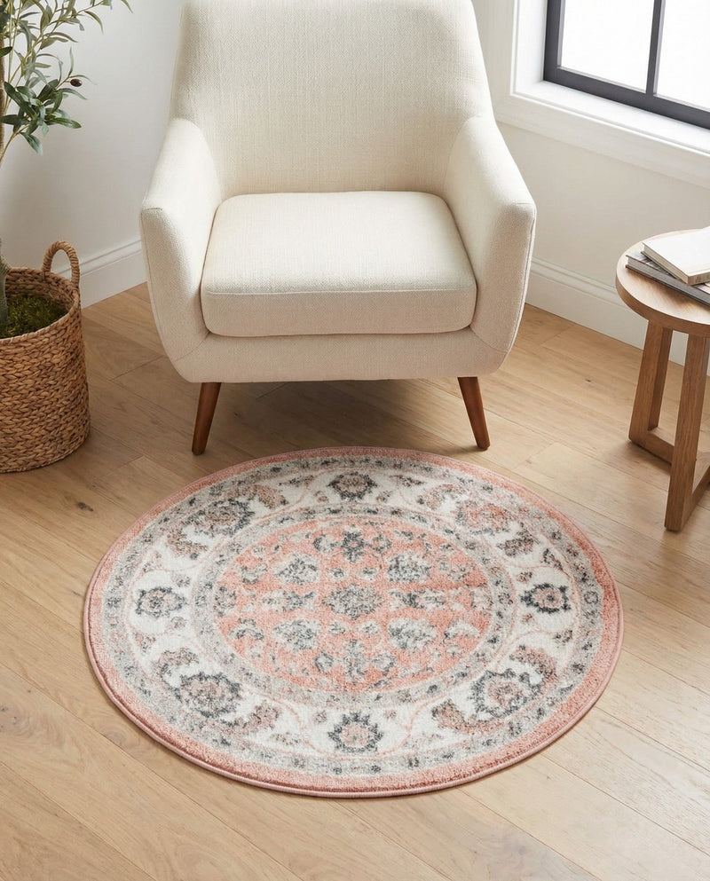 Adriana Terrace Collection Area Rug -  Positano (Rose) Round Rose  lifestyle 63