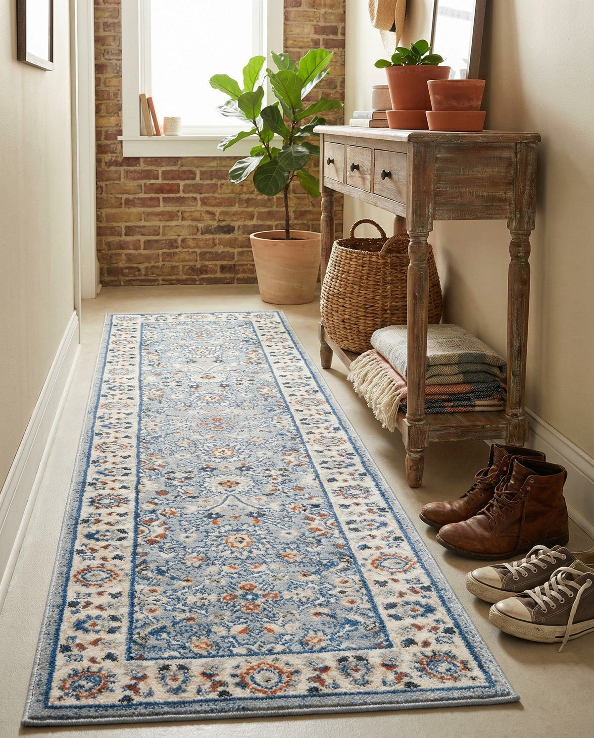 Savannah Elegance Collection Area Rug - Augusta (Aqua Blue) Runner Aqua Blue  lifestyle 115