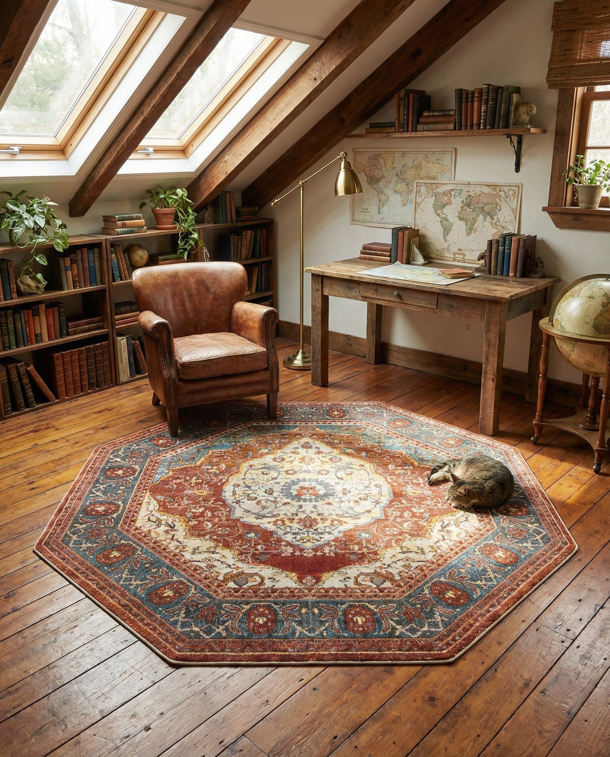 Caribbean Breeze Collection Area Rug -  Vieques Octagon Rust Red  lifestyle 101
