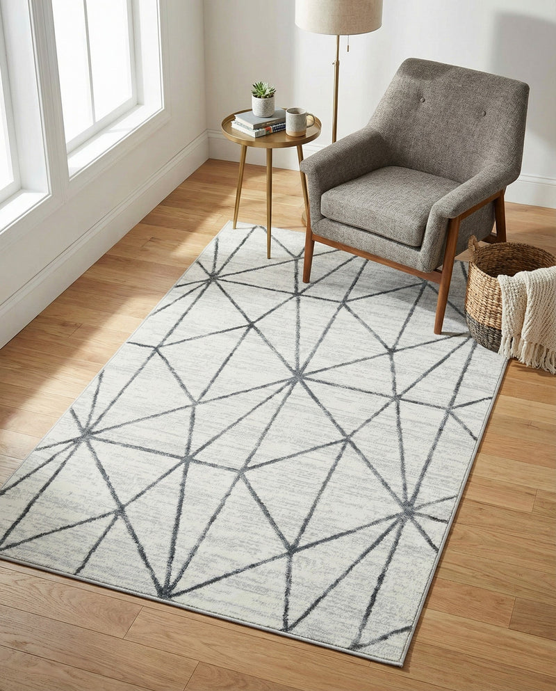 Garden Maze Retreat Collection Area Rug -  Arborlane Rectangle White  lifestyle 14