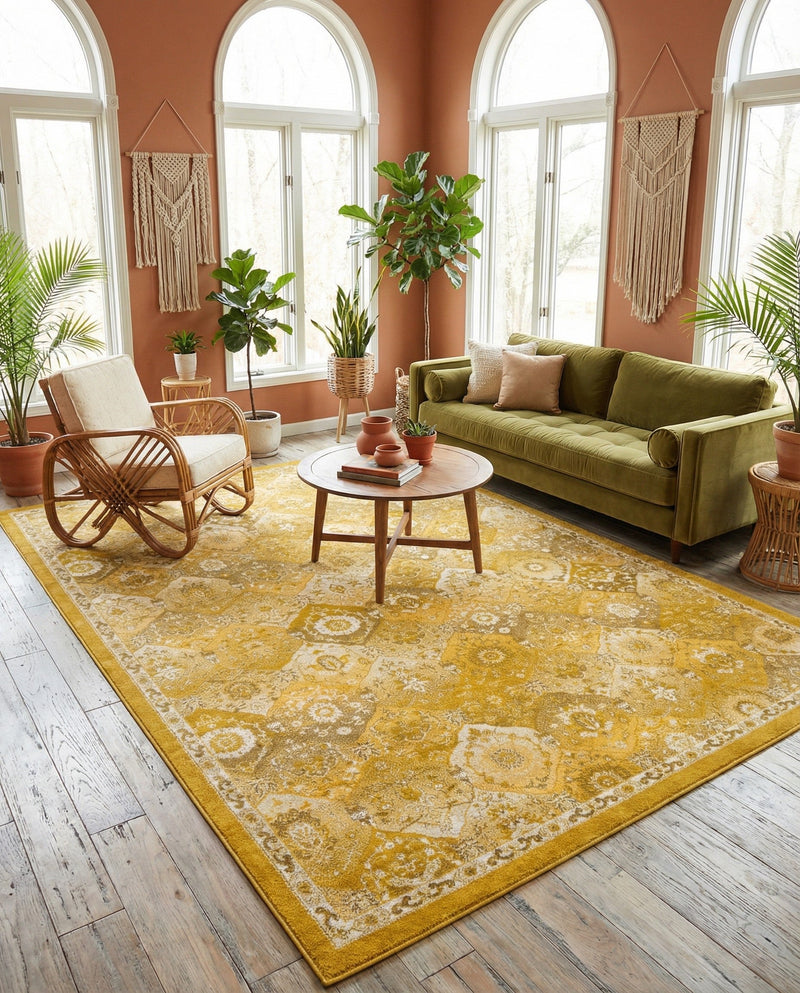 Brighton Terrace Collection Area Rug -  Rottingdean (Yellow) Rectangle Yellow  lifestyle 3