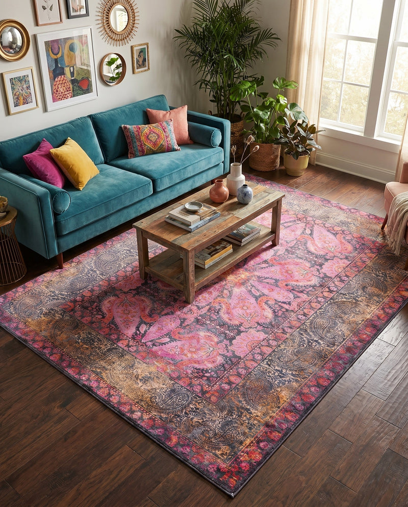 Maranta Collection Area Rug - Paramaribo Rectangle Pink  lifestyle 5