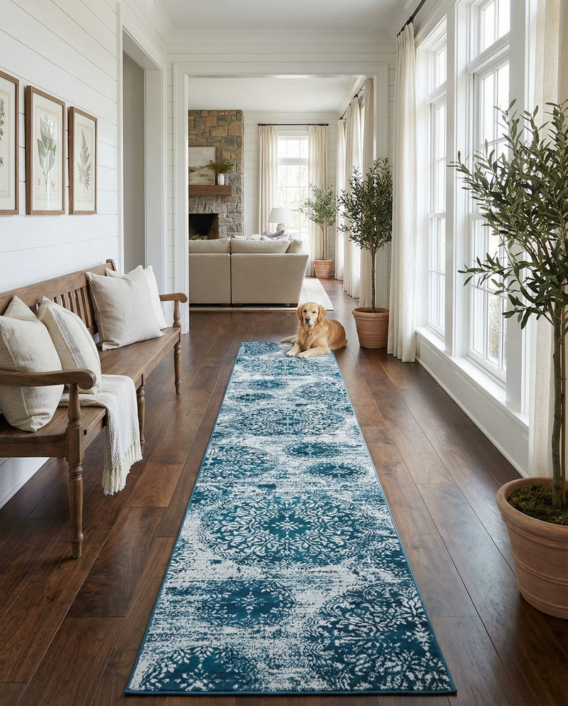 Riviera Elegance Collection Area Rug -  Monaco (Blue) Runner Blue  lifestyle 64