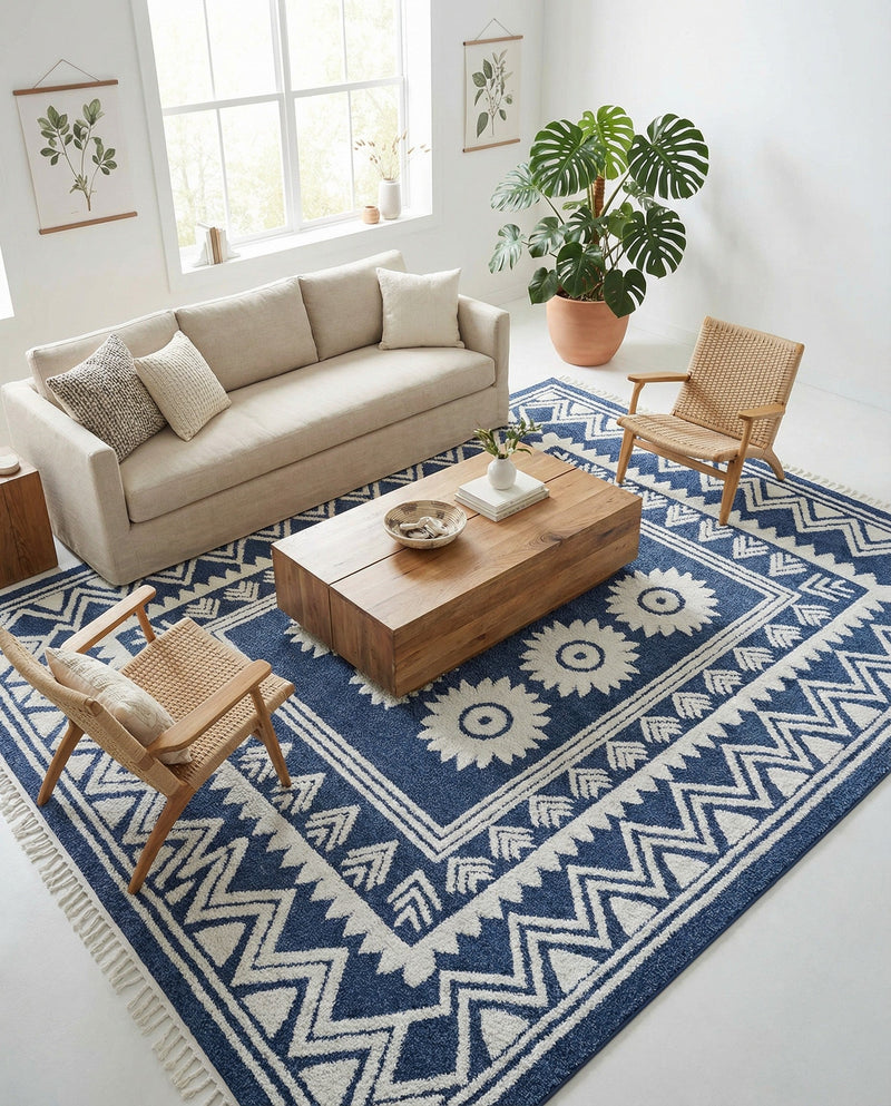 Sahara Chic Collection Area Rug -  Tangier Rectangle Blue  lifestyle 12