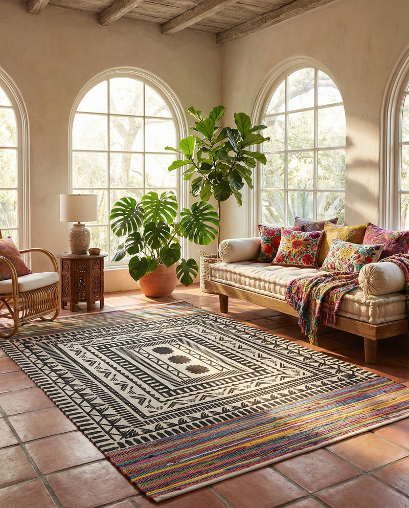 Thar Cotton Collection Area Rug -  Kovalam Rectangle Multi  lifestyle 11