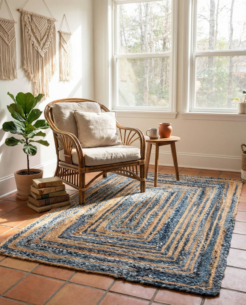 Woven Udaipur Collection Area Rug - Sahara Rectangle Blue and Natural  lifestyle 22