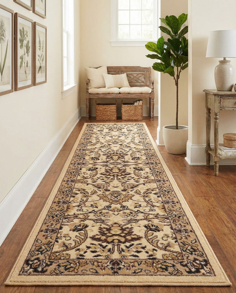 Isfahan Elegance Collection Area Rug - Naghsh-e Jahan (Ivory) Runner Ivory  lifestyle 75