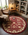 Tabriz Tapestry Collection Area Rug - Sahand (Red) Round Red  lifestyle 43