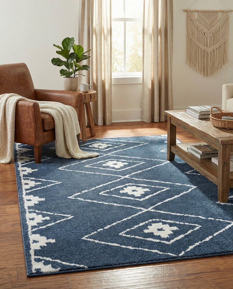 Copenhagen Edge Collection Area Rug -  Frederiksberg Rectangle Blue  lifestyle 9