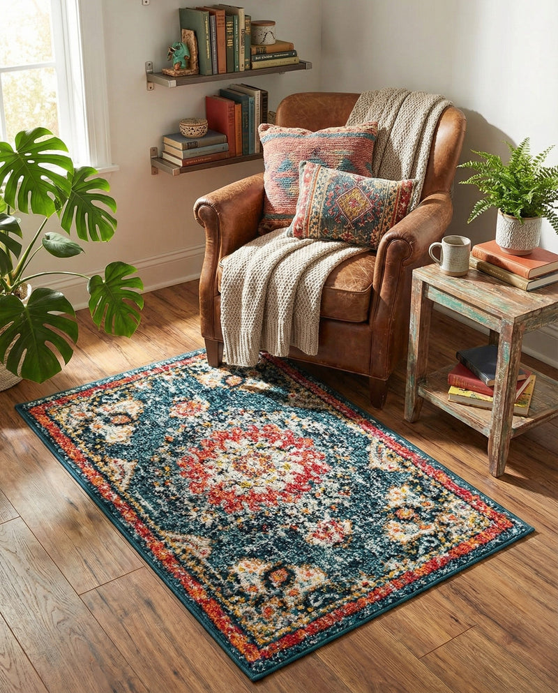 Brighton Terrace Collection Area Rug - Hove (Blue) Rectangle Blue  lifestyle 10