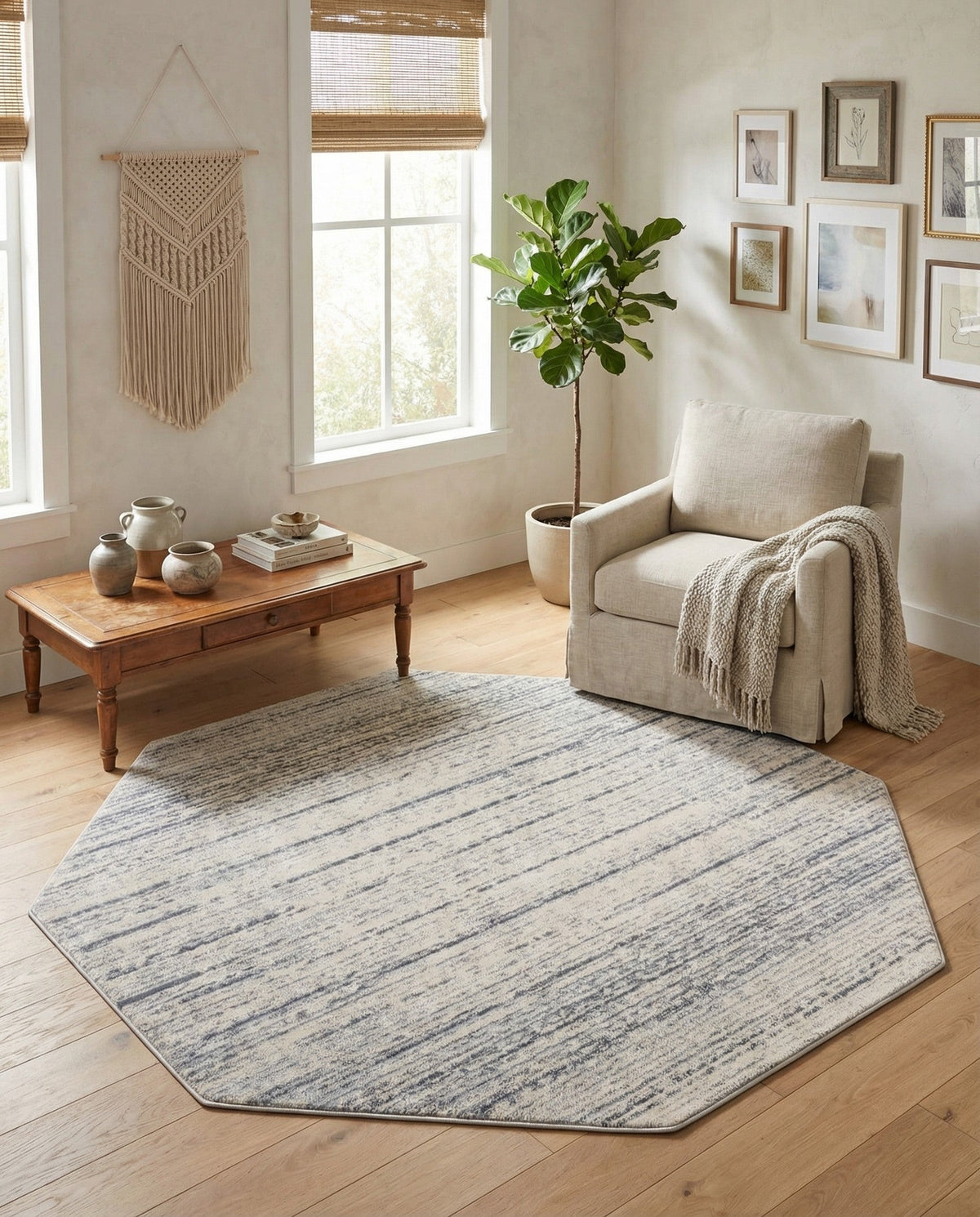 Serenity Sands Collection Area Rug -  Tranquilbay Octagon Cream  lifestyle 83