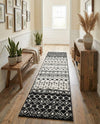Mediterranean Lattice Collection Area Rug -  Casablanca (Black and White) Runner Black and White  lifestyle 57