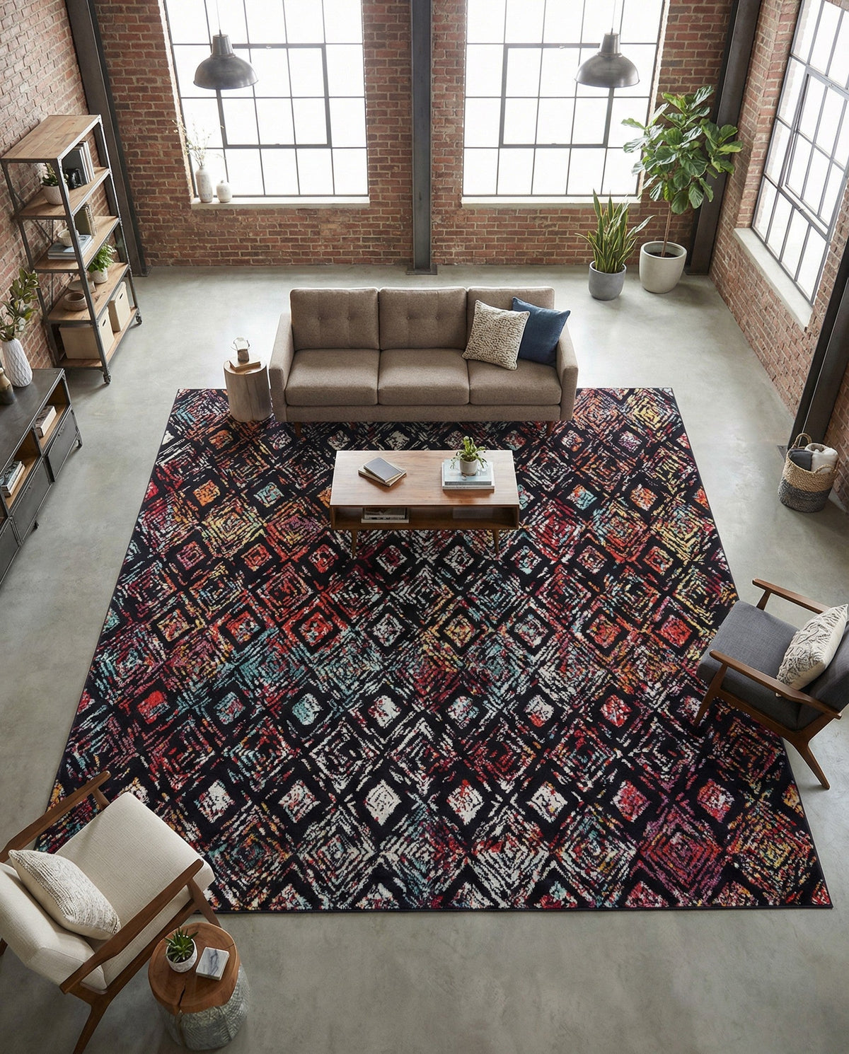 Brighton Terrace Collection Area Rug -  Ovingdean Square Multi  lifestyle 42