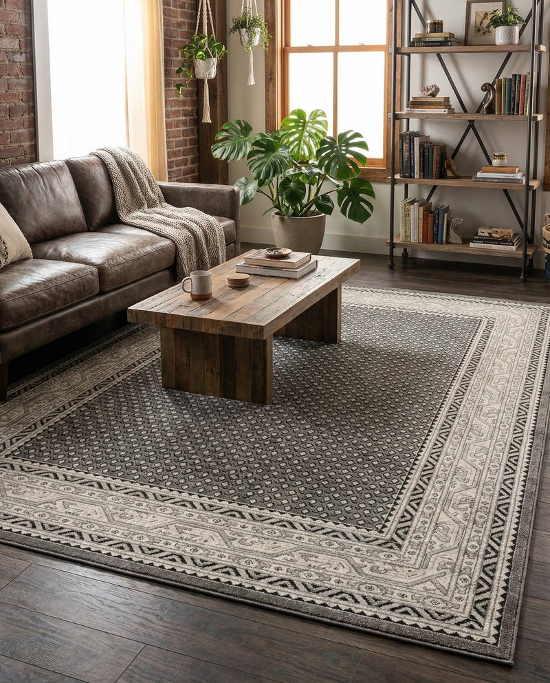 Soho Elegance Collection Area Rug -  Mercer (Gray) Rectangle Gray  lifestyle 20