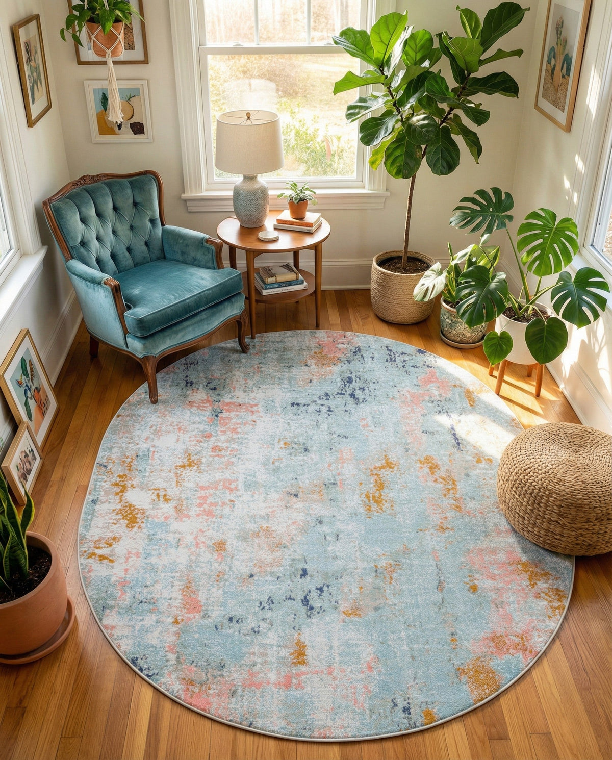 Lagoon Oasis Collection Area Rug -  Seagrass Oval Multi  lifestyle 87