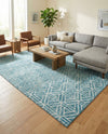 Garden Maze Retreat Collection Area Rug -  Topiarytrail Rectangle Blue  lifestyle 37