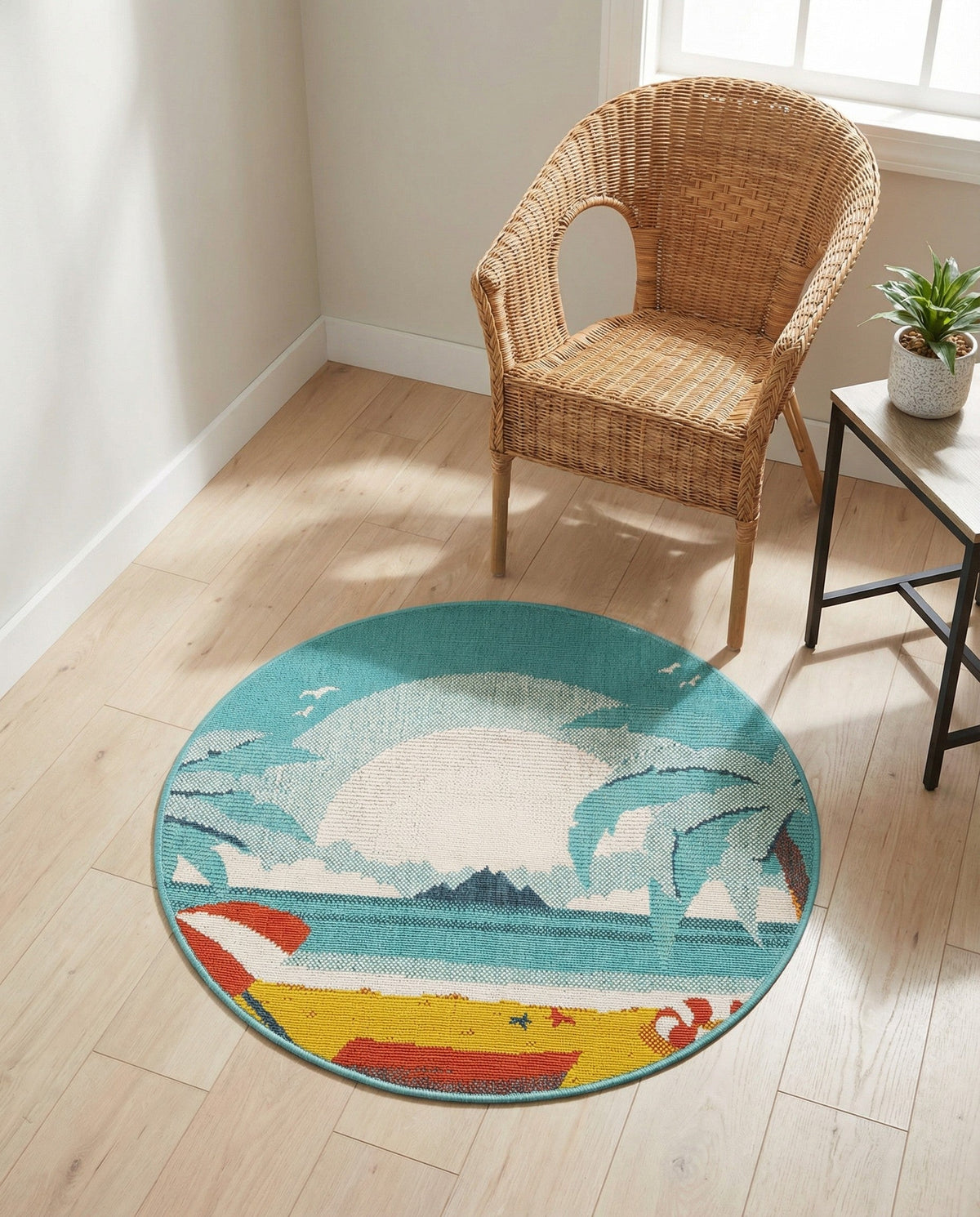Seaside Haven Rugs Collection Area Rug -  Dockside Round Multi  lifestyle 86