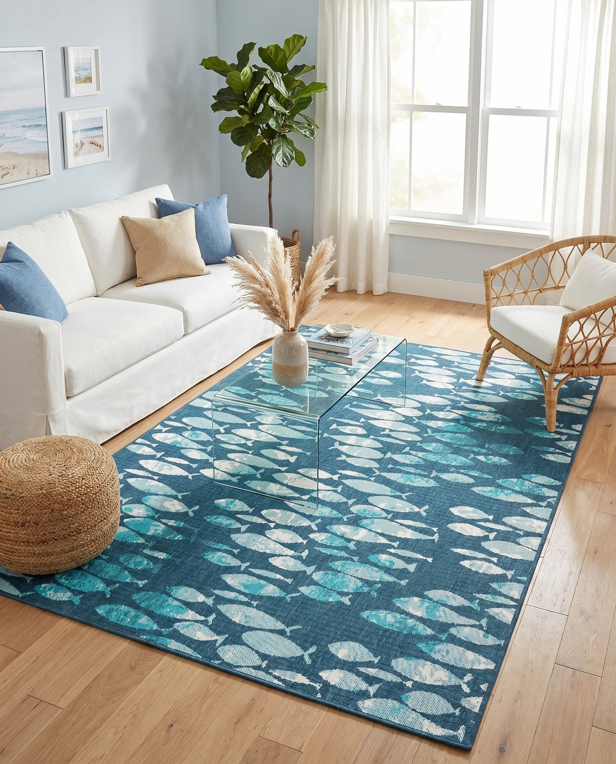 Seaside Haven Rugs Collection Area Rug -  Wavecrest Rectangle Blue  lifestyle 7