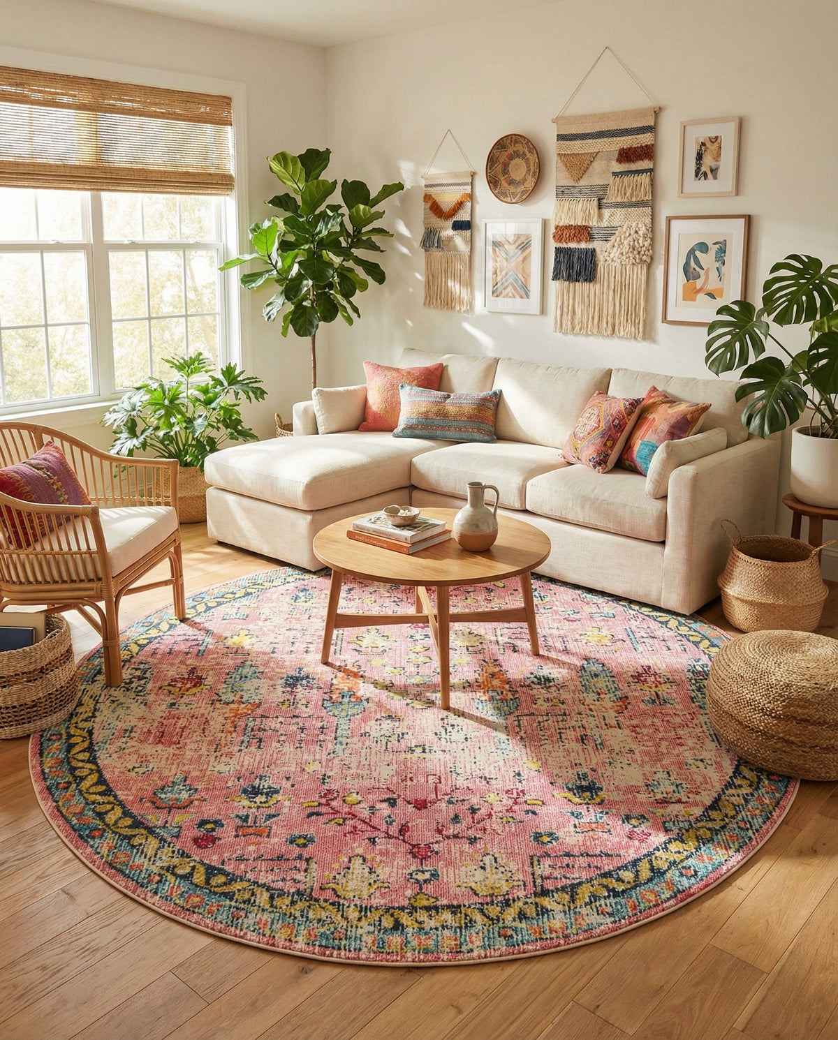 Sierra Collection Area Rug -  Shasta Round Pink  lifestyle 61