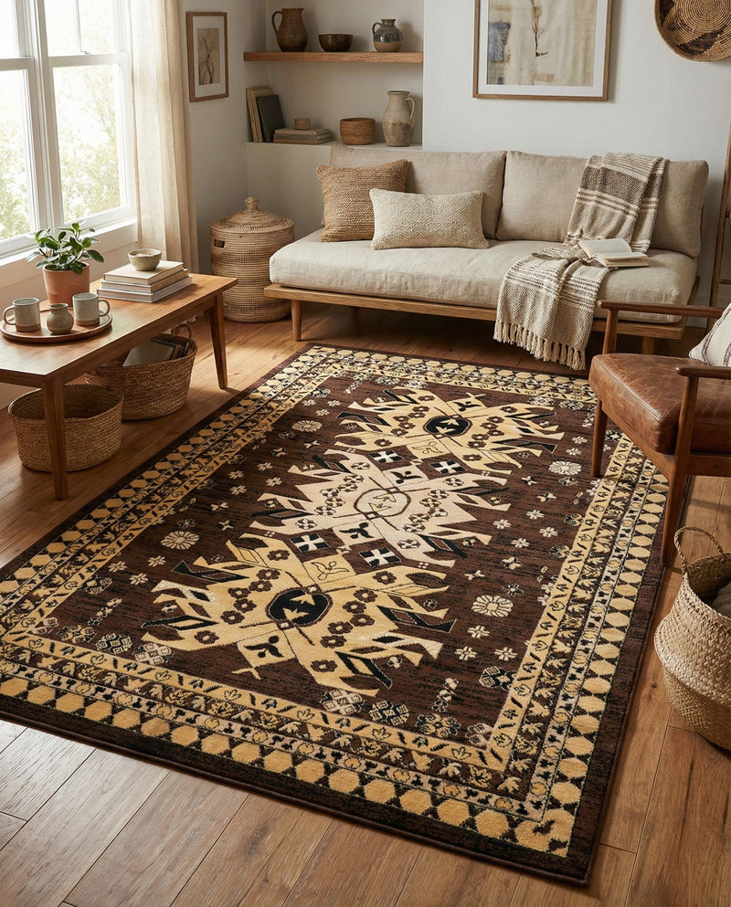 Tabriz Tapestries Collection Area Rug - Azerbaijan (Brown) Rectangle Brown  lifestyle 19