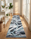 Santa Fe Trails Collection Area Rug -  Navajo Runner Gray and Ivory  lifestyle 63