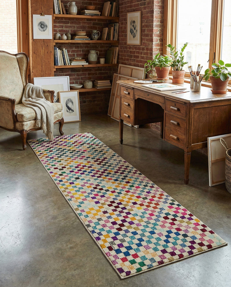 Chromatic Oasis Collection Area Rug -  Flora Runner Multi  lifestyle 52