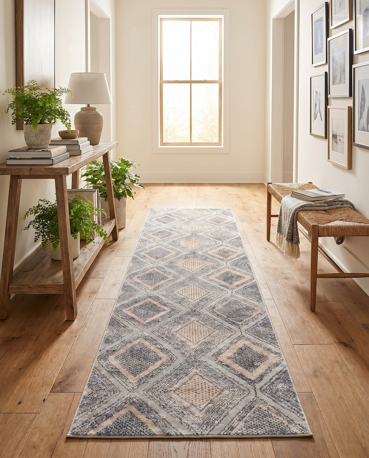 Aegean Elegance Collection Area Rug -  Rhodes Runner Gray Cream  lifestyle 81