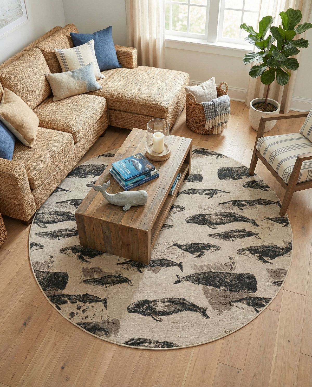 Seaside Haven Rugs Collection Area Rug -  Seabreeze Round Beige  lifestyle 85