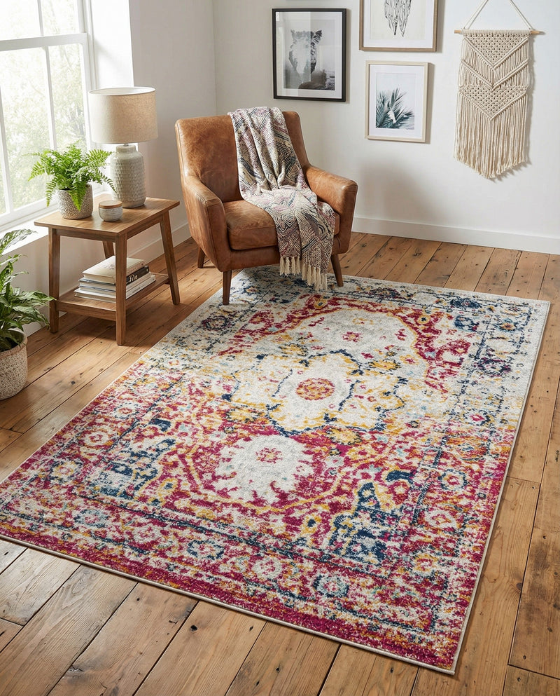 Parisian Elegance Collection Area Rug - Versailles (Pink Gray) Rectangle Pink Gray  lifestyle 20