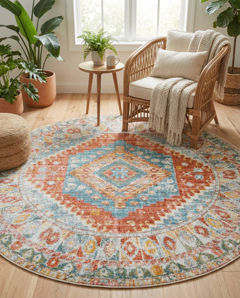 Arcadia Rugs Collection Area Rug -  Xanadu Round Salmon  lifestyle 62