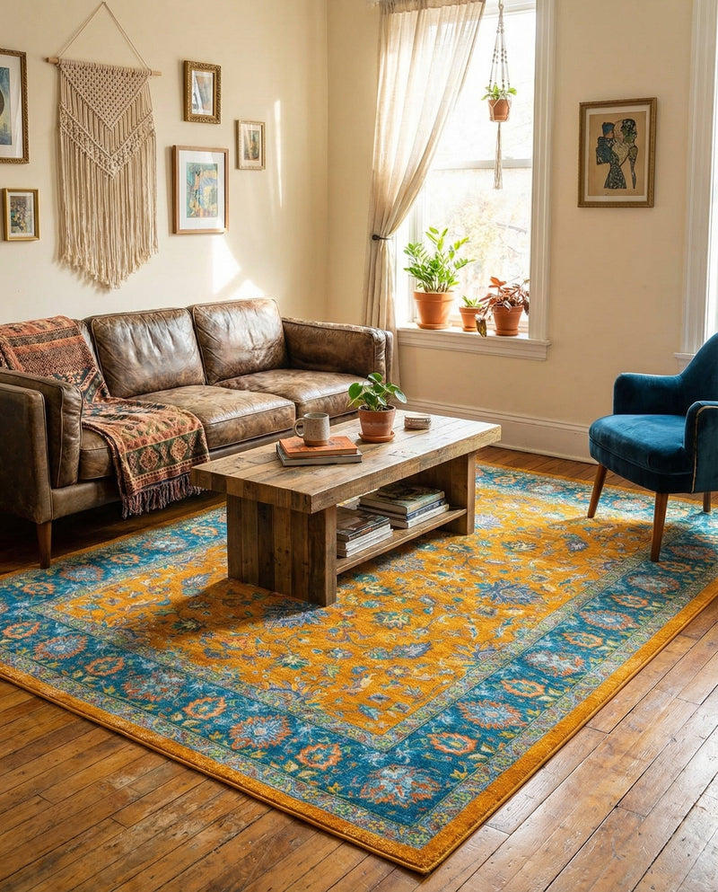 Casablanca Tapestry Collection Area Rug -  Marrakech (Sunshine Yellow) Rectangle Sunshine Yellow  lifestyle 4
