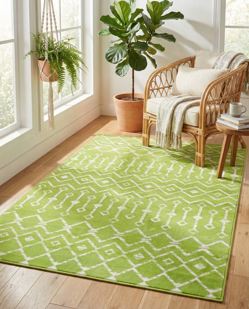 Marrakech Lattice Collection Area Rug - Medina (Green) Rectangle Green  lifestyle 13