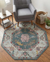 Arcadia Rugs Collection Area Rug - Eden (Gray and Blue) Octagon Gray and Blue  lifestyle 48