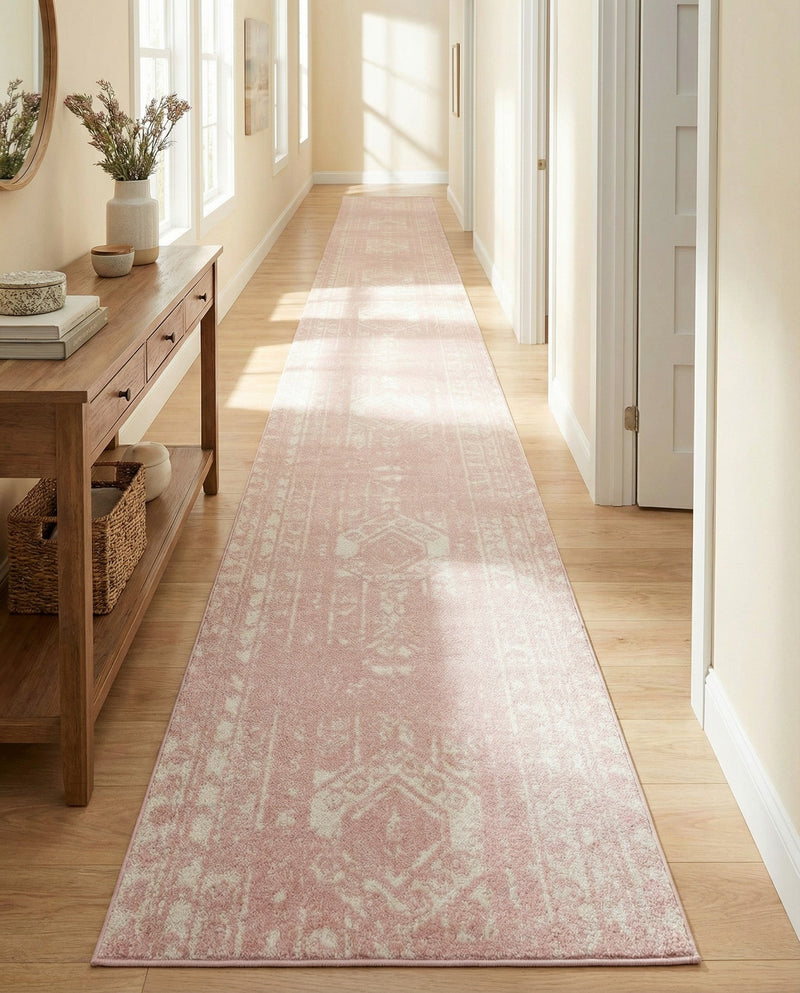 Brighton Stripes Collection Area Rug - Sussex (Pink) Runner Pink  lifestyle 23