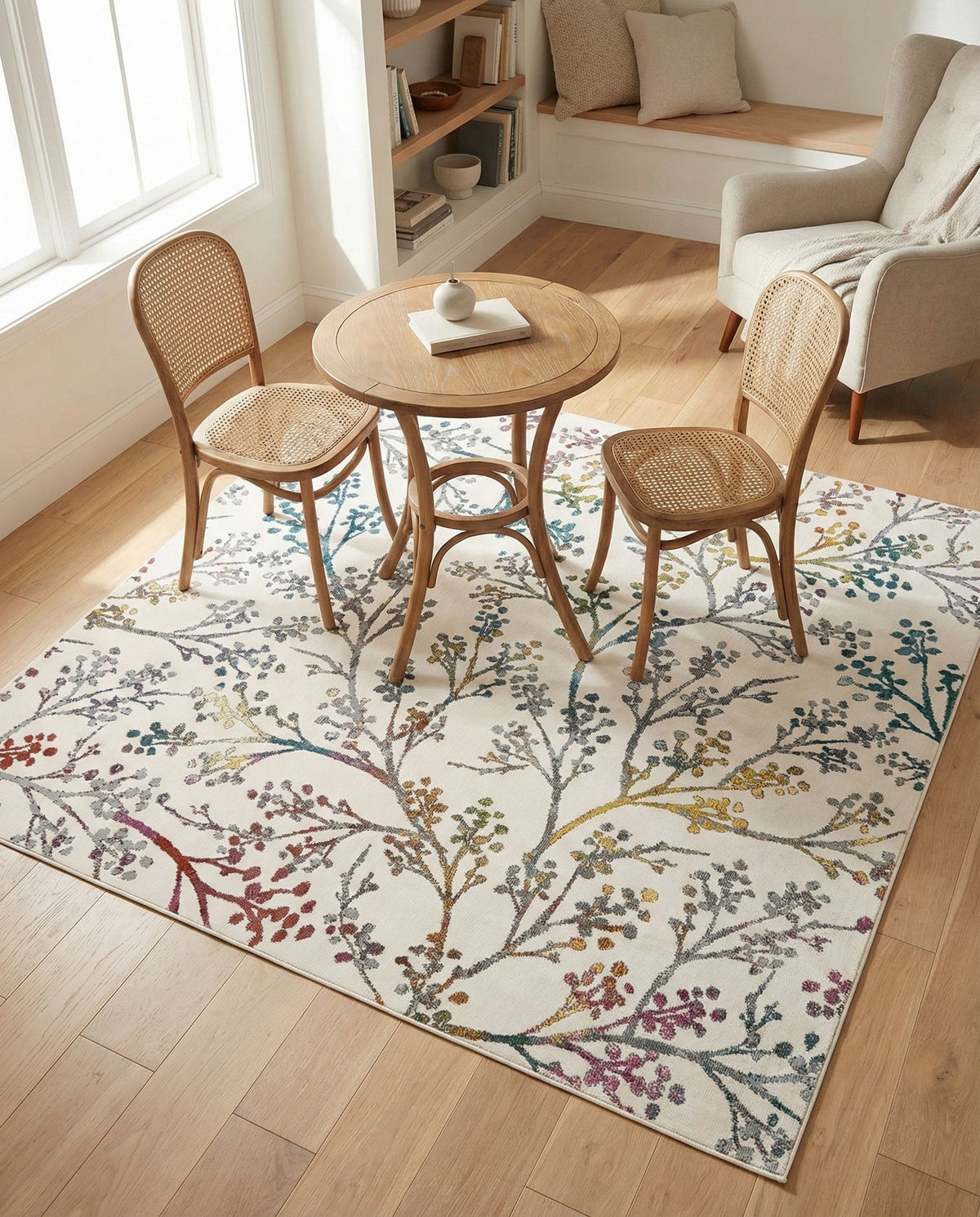 Meadow Breeze Collection Area Rug -  Sunbeam Square Ivory  lifestyle 76