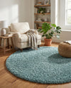 Plush Oasis Collection Area Rug - Serenity (Light Slate Blue) Round Light Slate Blue  lifestyle 69