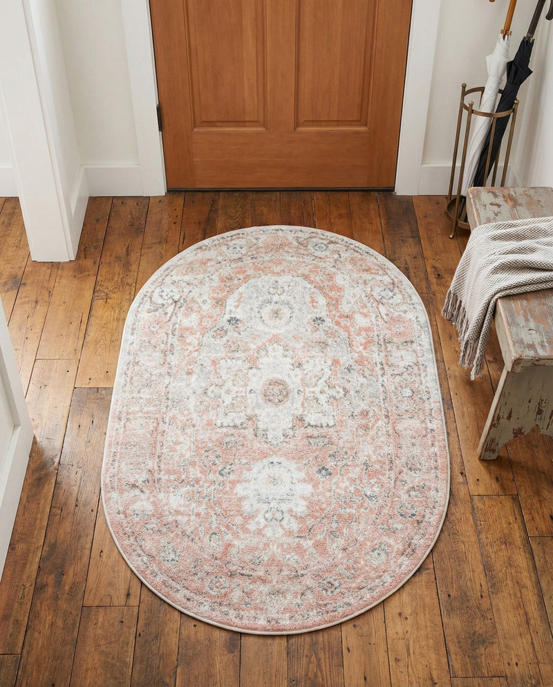 Parisian Elegance Collection Area Rug - Versailles (Rose Pink) Oval Rose Pink  lifestyle 28