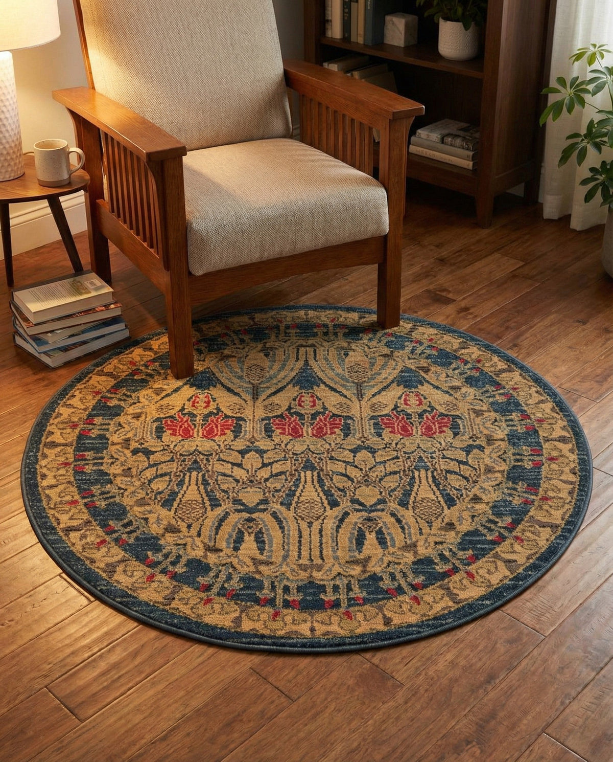 Chelsea Elegance Collection Area Rug -  Brompton (Navy Blue) Round Navy Blue  lifestyle 126