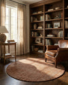 Berkshire Estate Collection Area Rug - Windsor (Cocoa Bean Brown) Round Cocoa Bean Brown  lifestyle 36