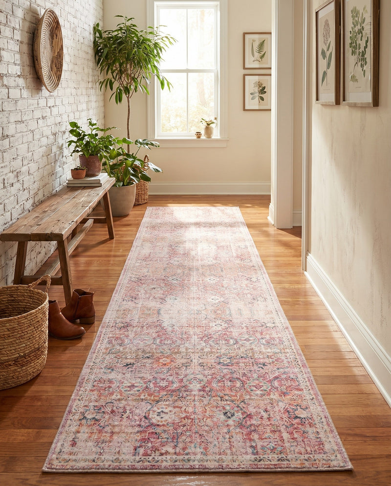 Vintage Memories Collection Area Rug -  Flashback Runner Ivory and Pink  lifestyle 40