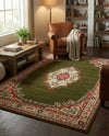 Tabriz Tapestry Collection Area Rug - Azerbaijan (Green) Rectangle Green  lifestyle 16
