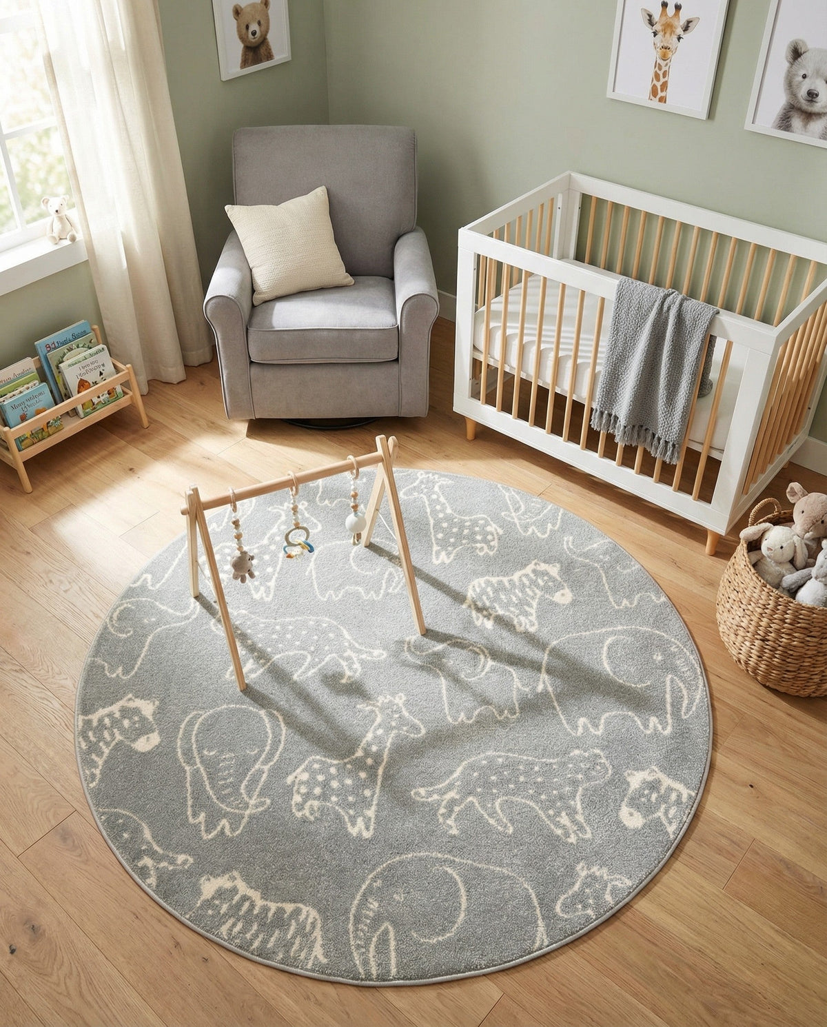 Wonder Tykes Collection Area Rug -  Spectrum Round Gray  lifestyle 144