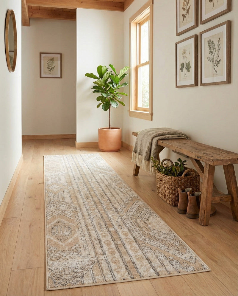 Cascade Range Collection Area Rug - Hood (Ivory) Runner Ivory  lifestyle 39